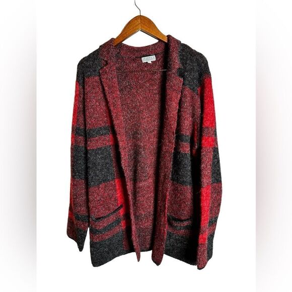 Joseph A. Red Buffalo plane open front Cardi with pockets size small - Picture 2 of 5